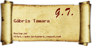 Gábris Tamara névjegykártya